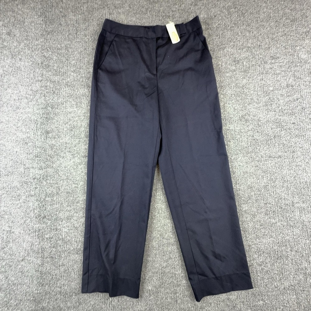 Talbots Dress Pants Womens 2P Navy Blue Twill Straight Leg Stretch Work Career